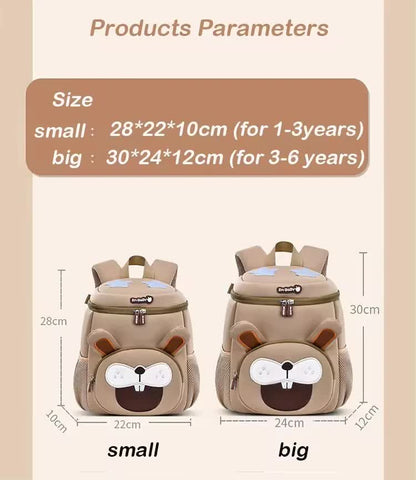 Coffee Bear Cute Animal  Kids Backpack - Lightweight Toddler School Bag - Soft 3D Cartoon Daypack for Kindergarten & Childcare- Boys Girls Ages 1-3