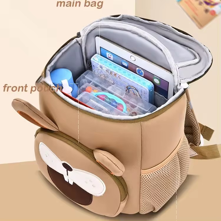 Khaki Rabbit Cute Animal  Kids Backpack - Lightweight Toddler School Bag - Soft 3D Cartoon Daypack for Kindergarten & Childcare- Boys Girls Ages 1-3