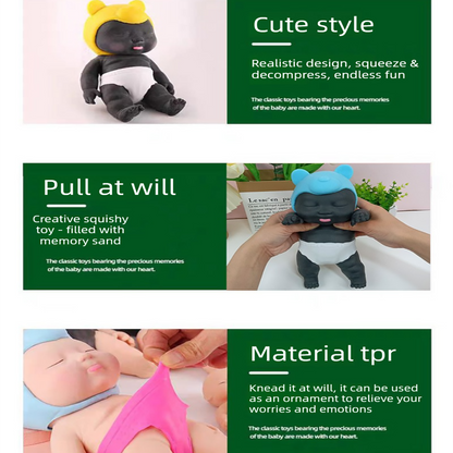 Black 26CM Large Squeeze Ugly Doll Stress Relief Toy Slow Rebound TPR Sand-Filled Squishy Figure for Local Home Pretend Play and Anxiety Reduction(Blue cap and white trousers)