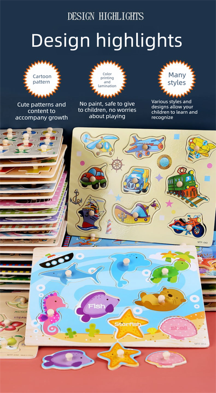 Toddler Peg Puzzle — An educational and entertaining matching toy featuring letters, numbers, shapes, and everyday objects; an early learning and developmental toy suitable for children aged 3 and up【shape Style】