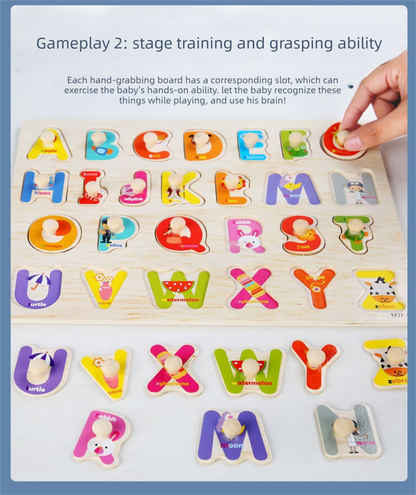 6 pce Toddler Peg Puzzle — An educational and entertaining matching toy featuring letters, numbers, shapes, and everyday objects; an early learning and developmental toy suitable for children aged 3 and up【letters Style+number Style+articles for da