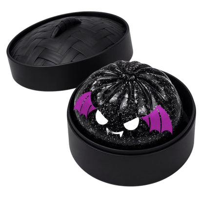 (Black Mini Bread) Halloween Slow-Rebound Soft Mini Bread Toy, 8.5cm, Stress-Relieving Squeeze Toy, Soft Food-Shaped Sensory Decompression Toy, with Storage Basket, Suitable for Teenagers and Adults, Party Gift