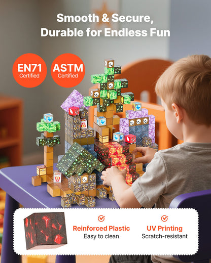 Magnetic Blocks, 150 PCS Dark Castle Set, Magnetic Building Cubes for Kids, STEM Montessori Sensory Toys for Christmas Birthday Gift, Construction Stacking Toy for 3+ Years Old Boys & Girls