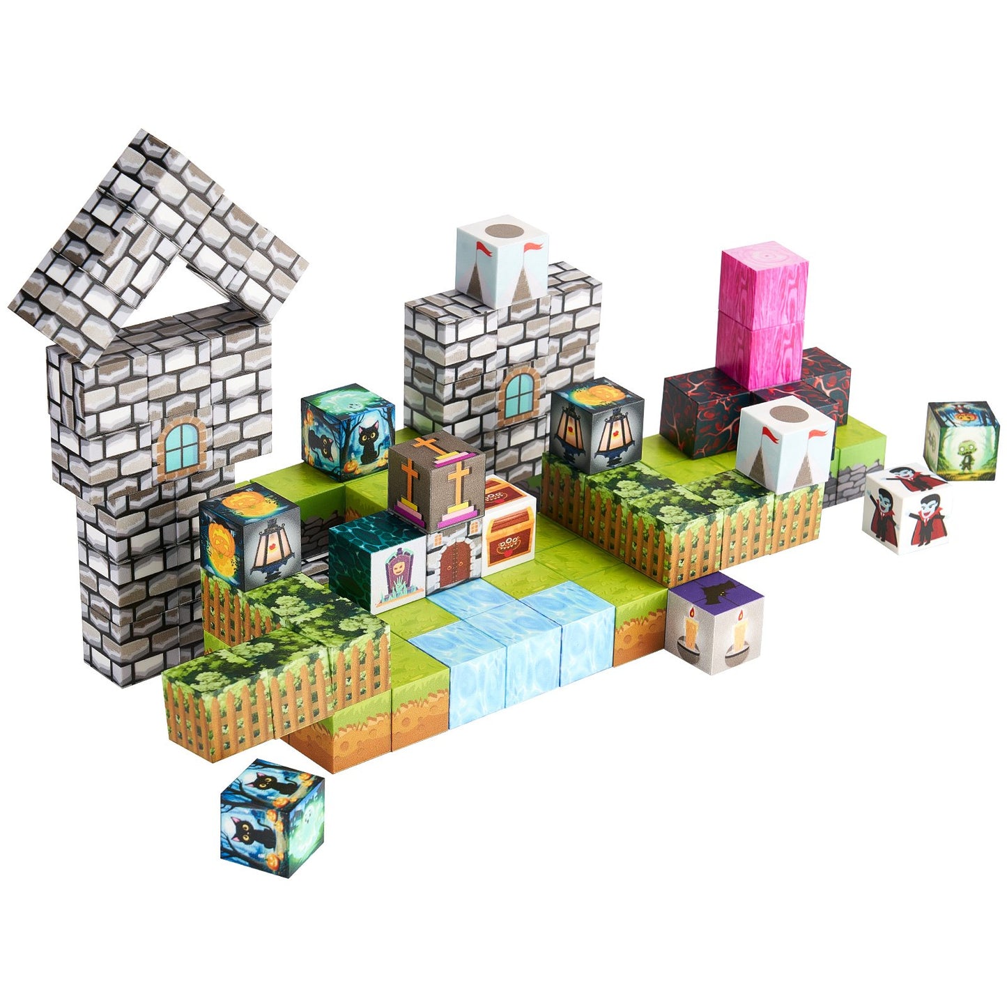 Magnetic Blocks, 100 PCS Cemetery Zombies Set, Magnetic Building Cubes for Kids, STEM Montessori Sensory Toys for Christmas Birthday Gift, Construction Stacking Toy for 3+ Years Old Boys & Girls