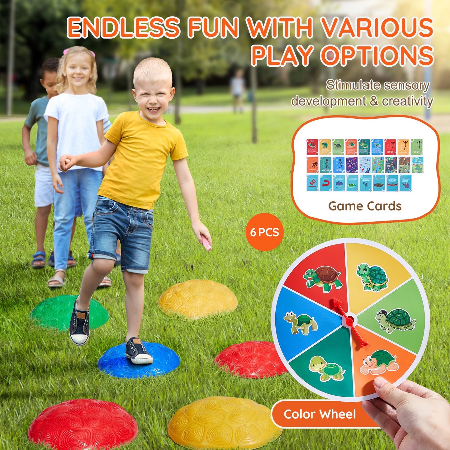 Kids Balance Stepping Stones Sensory Obstacle Course 6 PCS Outdoor Indoor