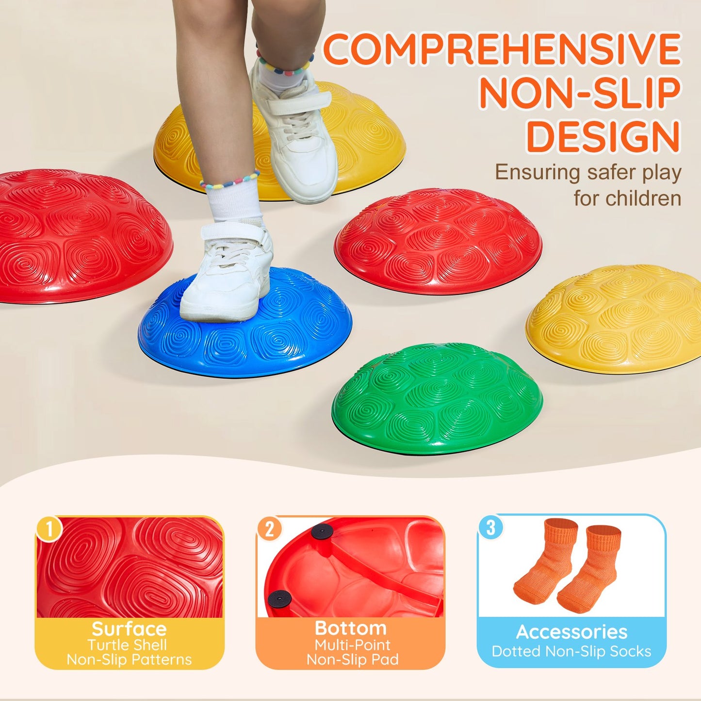 Kids Balance Stepping Stones Sensory Obstacle Course 6 PCS Outdoor Indoor