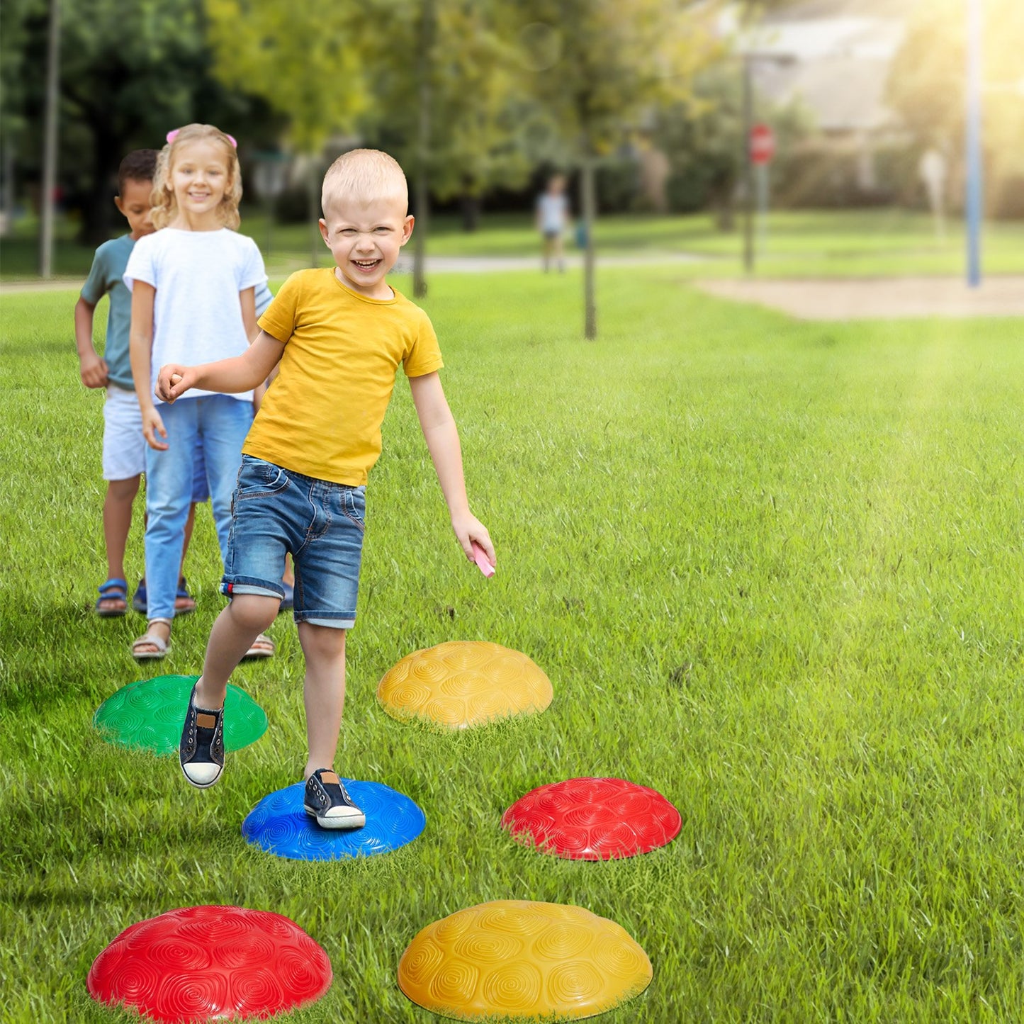 Kids Balance Stepping Stones Sensory Obstacle Course 6 PCS Outdoor Indoor