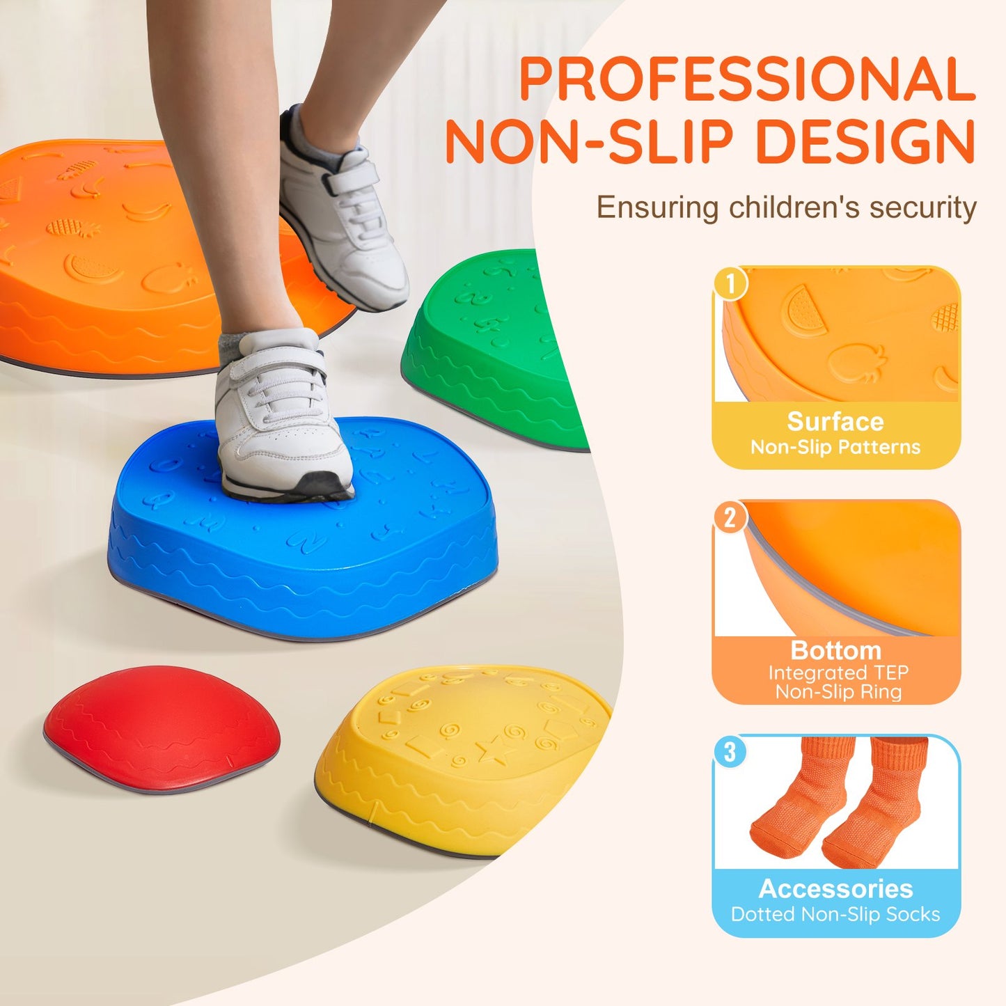 Kids Balance Stepping Stones Sensory Obstacle Course 5 PCS Outdoor Indoor