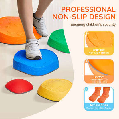 Kids Balance Stepping Stones Sensory Obstacle Course 5 PCS Outdoor Indoor