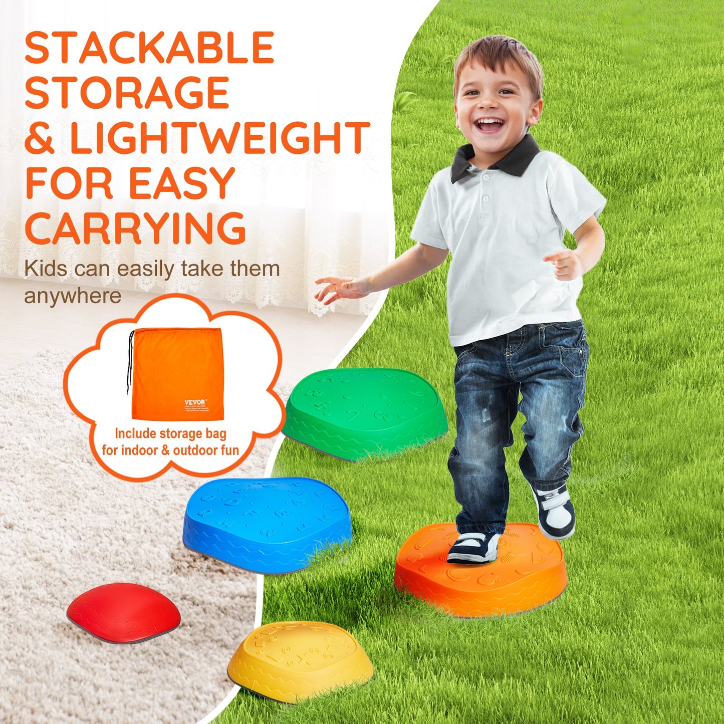 Kids Balance Stepping Stones Sensory Obstacle Course 5 PCS Outdoor Indoor