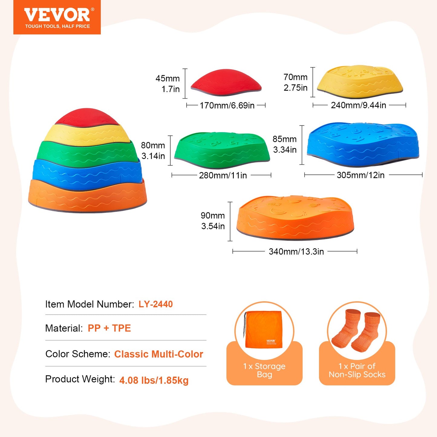 Kids Balance Stepping Stones Sensory Obstacle Course 5 PCS Outdoor Indoor