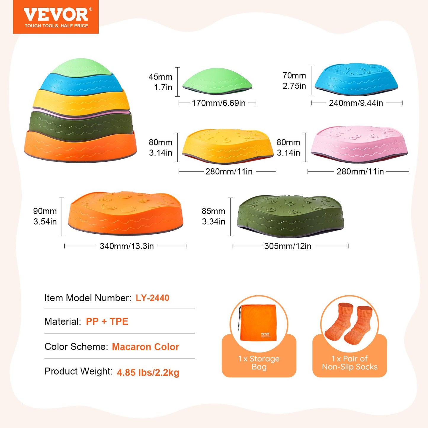 Kids Balance Stepping Stones Sensory Obstacle Course 6 PCS Outdoor Indoor