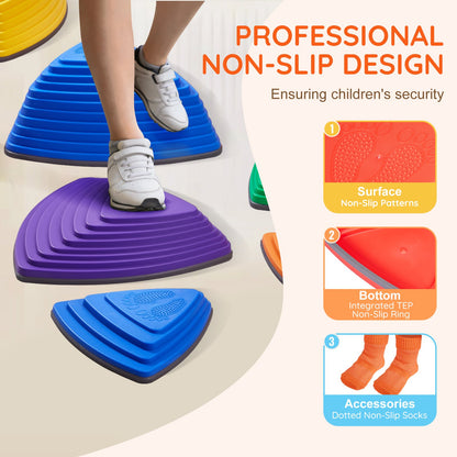 Kids Balance Stepping Stones Sensory Obstacle Course 12 PCS Outdoor Indoor