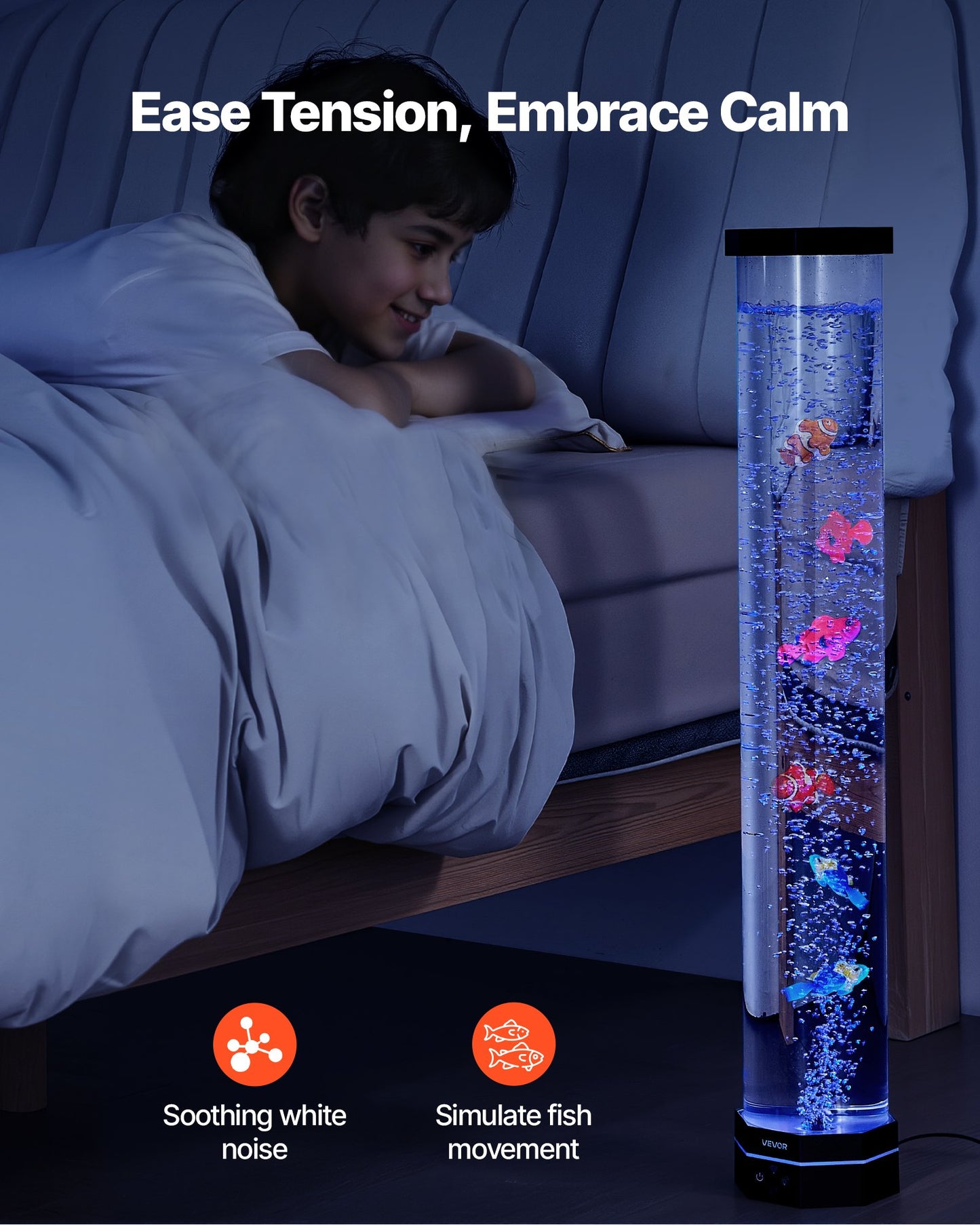 Bubble Tube Lamp 16 Color 80 cm Sensory Aquarium Lamp for Relief Calming