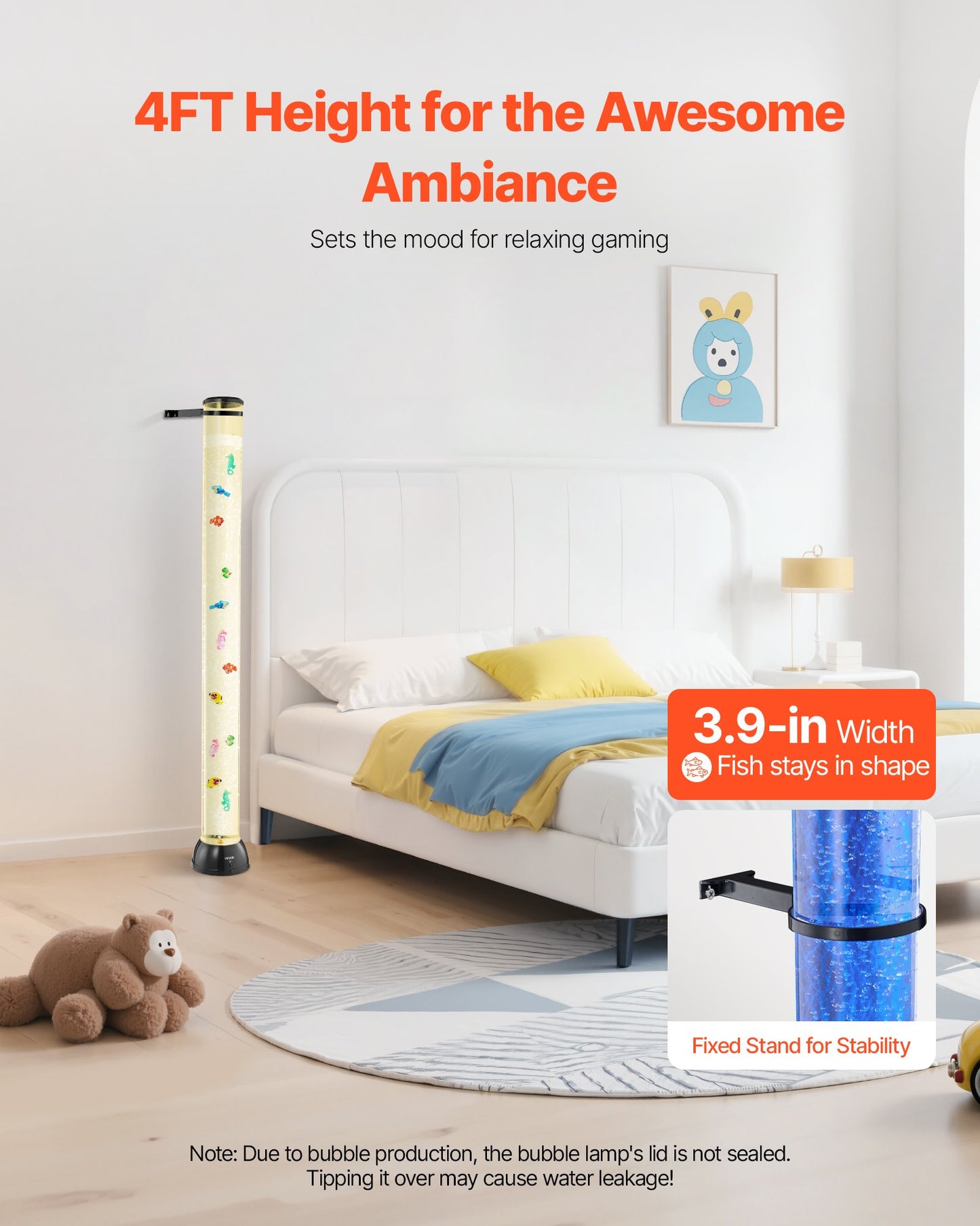 Bubble Tube Lamp 16 Color 1.2 m Sensory Aquarium Lamp for Relief Calming