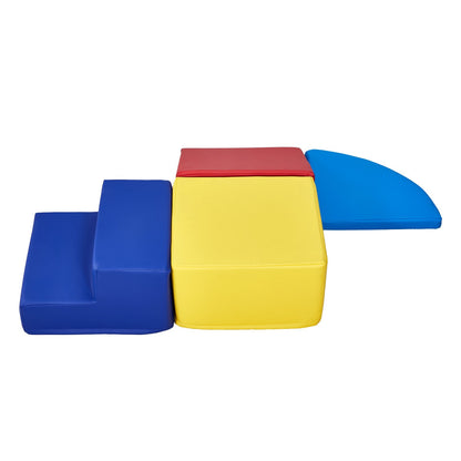 Climbing Toys, 4-Piece Set, Foam Climbing Toys for Toddlers 6 Months to 3 Years Old, PU Leather Climbing Blocks, Indoor Climb and Crawl Activity Playset for Crawling & Sliding, Easy to Clean