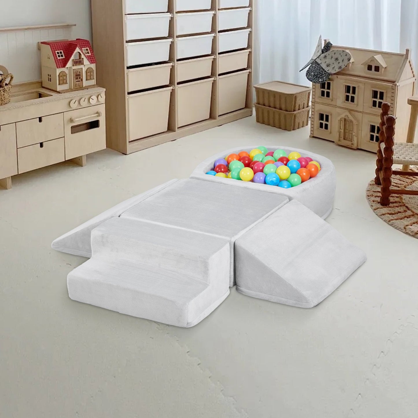Climbing Toys, 5-Piece Set, Foam Climbing Blocks for Toddlers 6 Months to 3 Years, Baby Climbing Blocks with Ball Pit (Balls Not Included), Indoor Climb and Crawl Activity Playset for Crawling