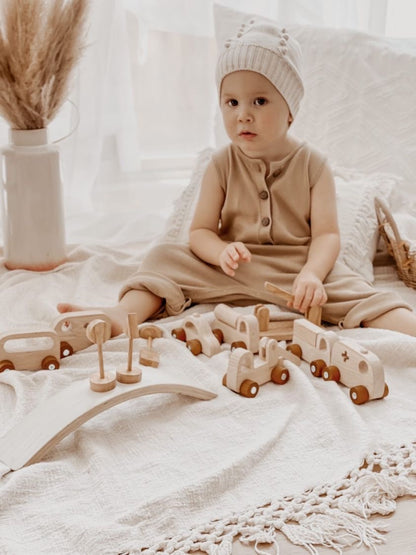 Vehicle Play Set | Wooden Cars, Signs & Garage