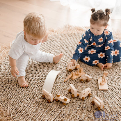 Vehicle Play Set | Wooden Cars, Signs & Garage