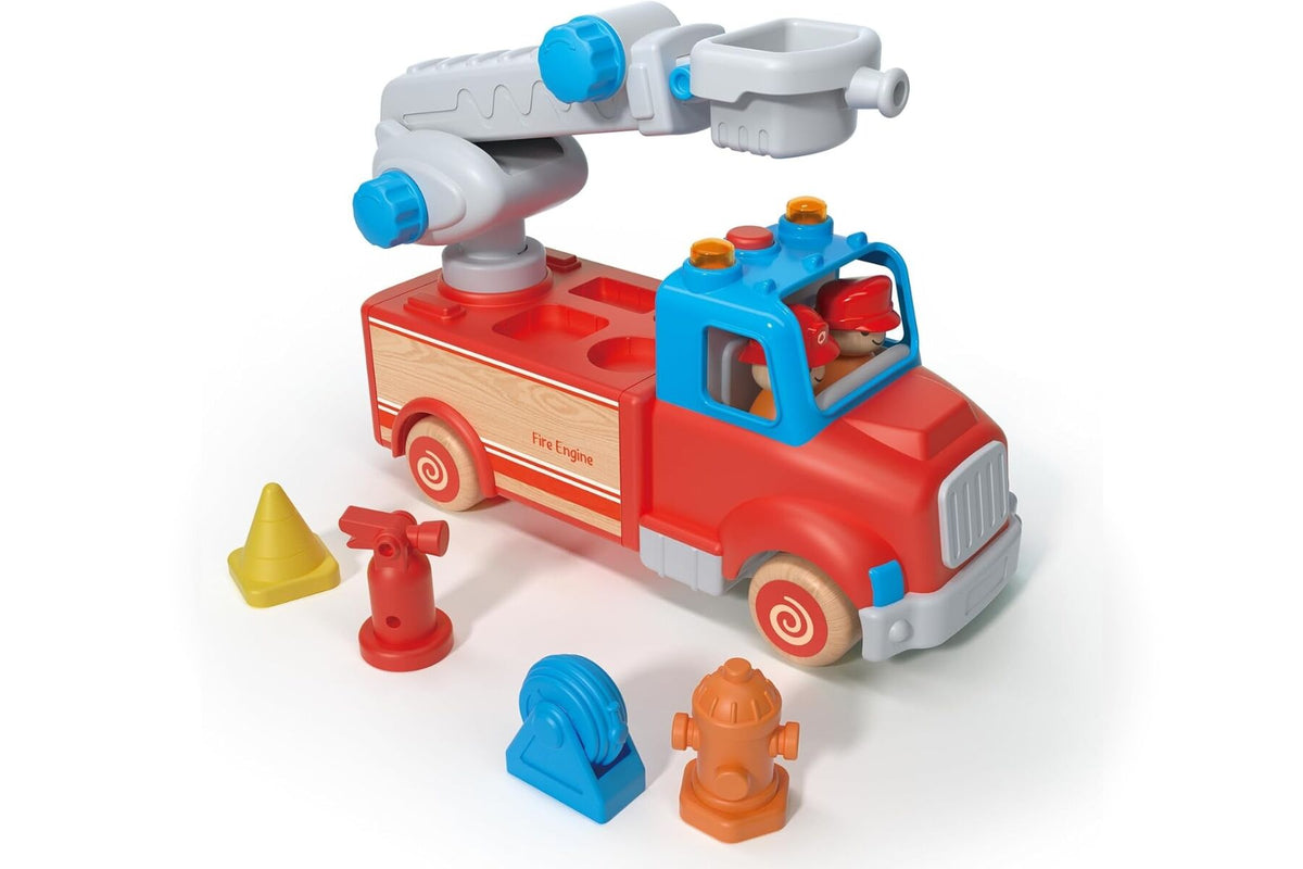 Wooden Fire Engine with Lights & Sounds | Shape Sorter Play - image 5