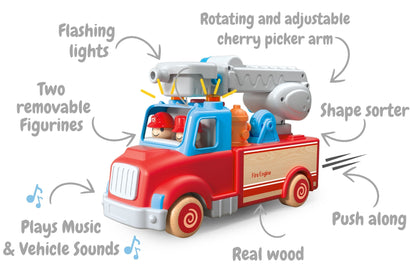 Wooden Fire Engine with Lights & Sounds | Shape Sorter Play - image 3