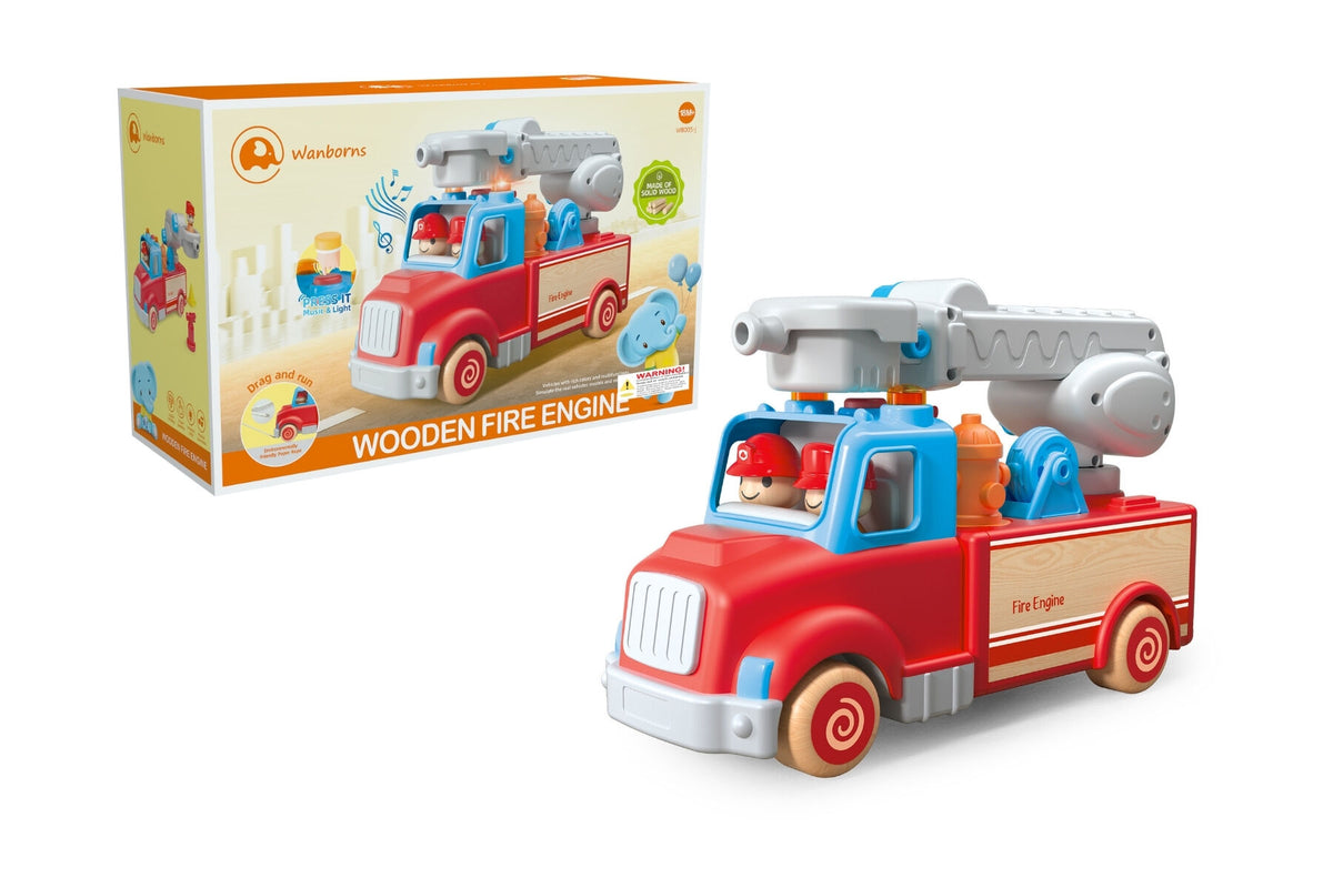 Wooden Fire Engine with Lights & Sounds | Shape Sorter Play