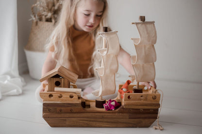 Wooden Pirate Ship | Imaginative Small World Play